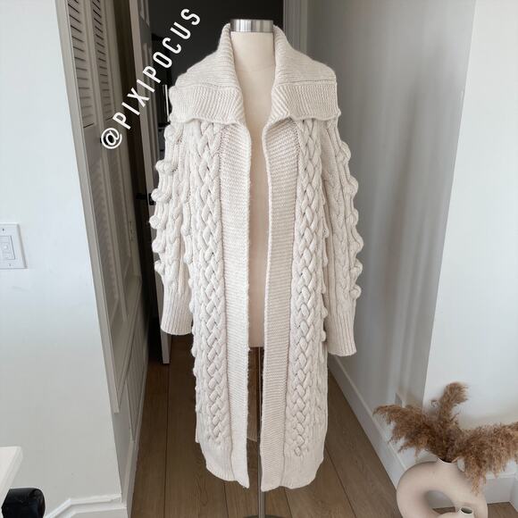 ZARA KNIT COAT / COATIGAN KNIT LONGLINE SWEATER COAT ECRU - Picture 7 of 13